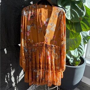 Free People Vibrant Floral Long Sleeve Dress
